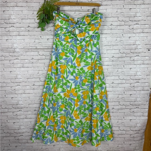 Petal and Pup Vanessa Yellow Tulip Strapless Midi Dress - Picture 3 of 6